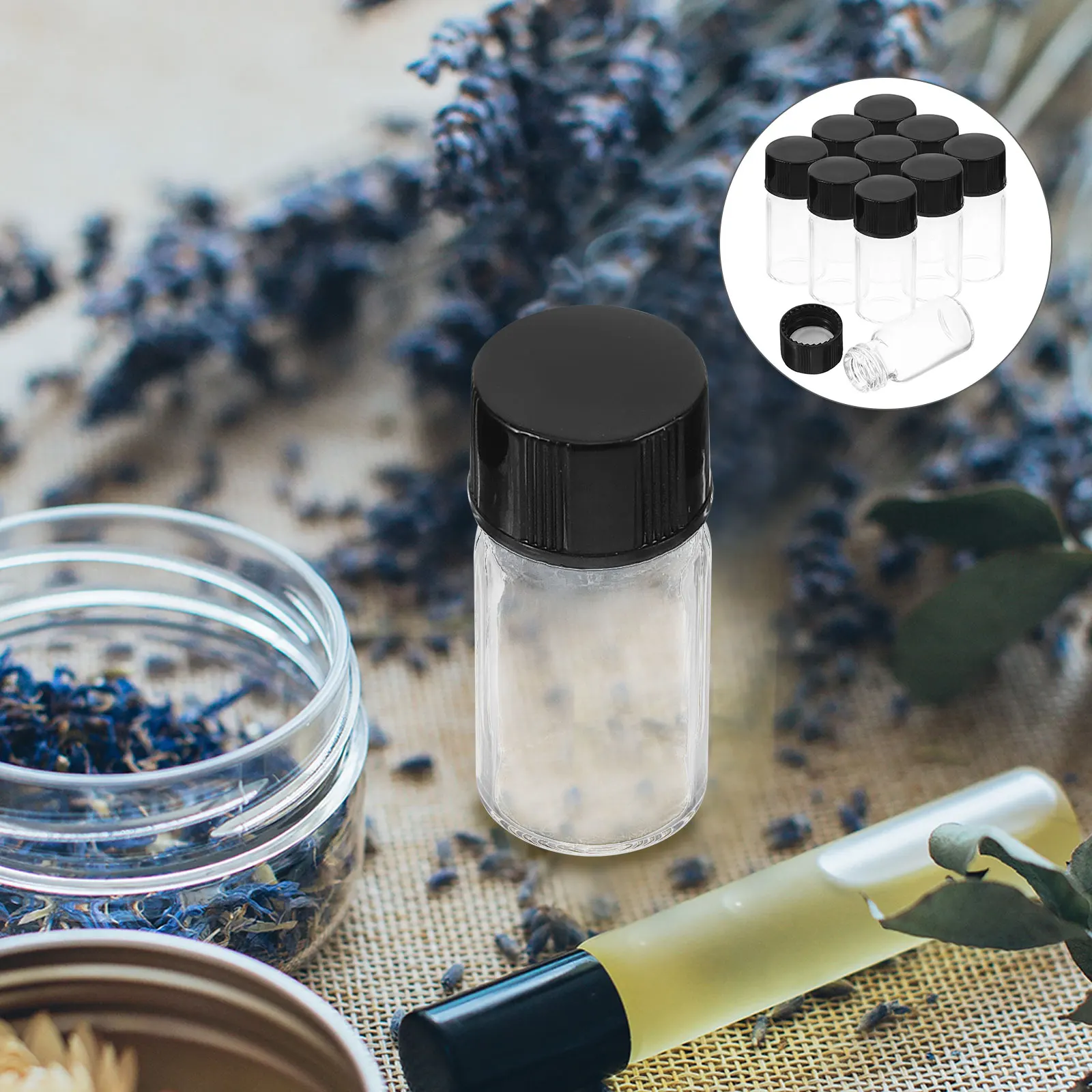 10 Pcs Clear Glass Vials Small Liquid Vial For Samples Leak Proof With Screw Caps Laboratory Bottle Storage Container