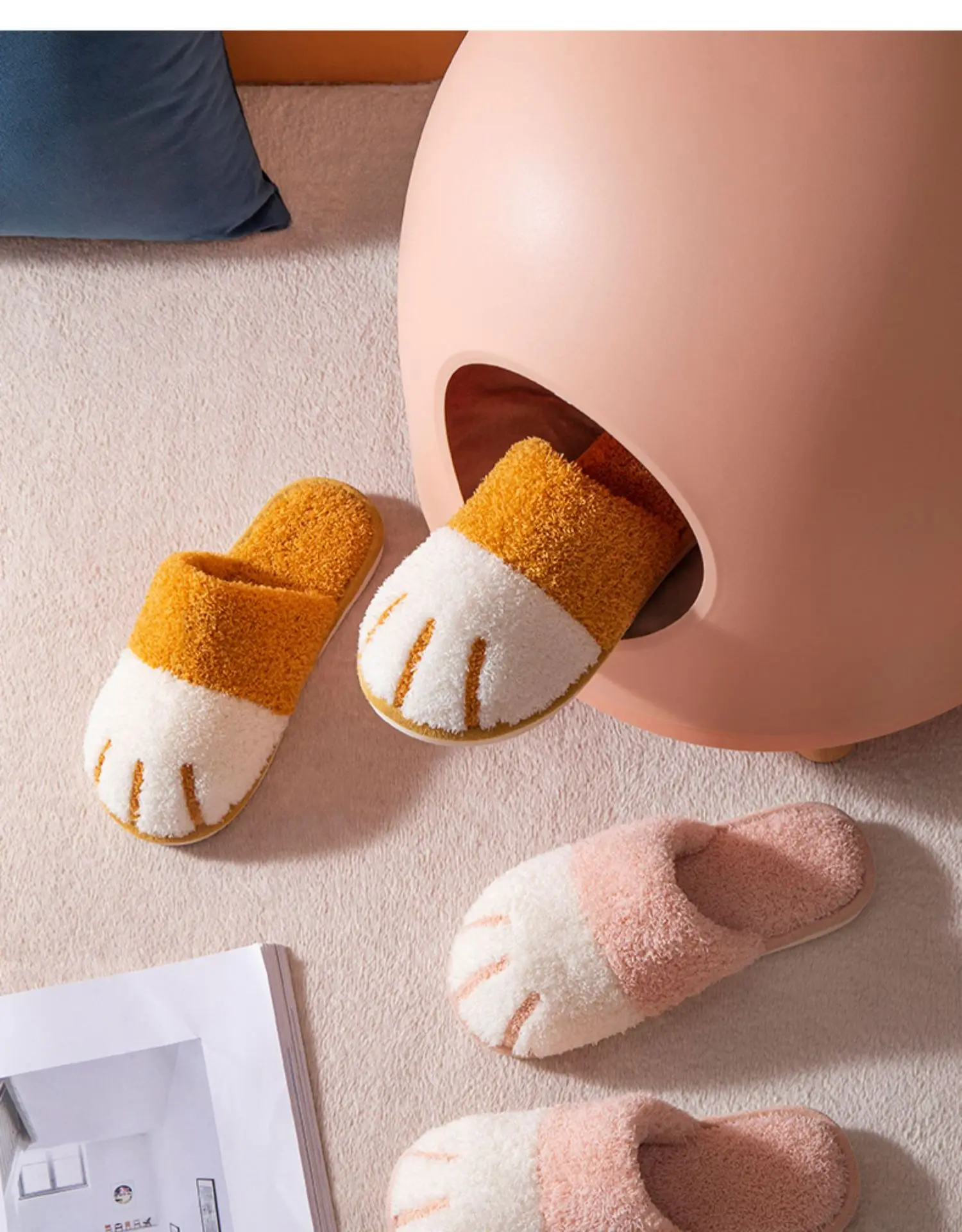 Evshine Katzenpfote Warme Hausschuhe für Frauen Winter Plüsch Hausschuhe Niedliche Mode Fell Hausschuhe Paar Innen Schlafzimmer Fuzzy Schuhe – Detail 9