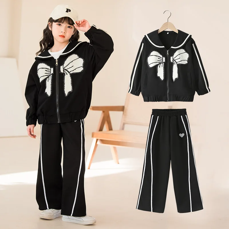 

Korean Children's Clothing 2023 Spring Junior Girl Cardigan Tops 2pcs Suit Toddler Coat Elementary Girl Trousers Teen Girl Sets