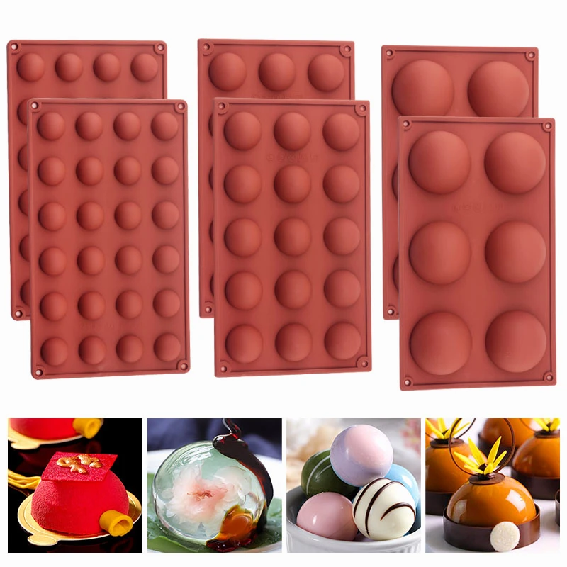Moules à Pâtisserie 6 Demi-sphère Silicone Rouge