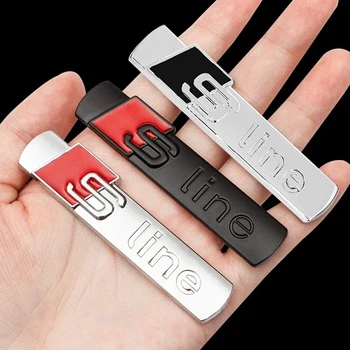 1Pcs 3D Metal Car Sticker S LINE Emblem Badge Decoration For Audi Sline A3 A1 A4 B8 B7 A6 C7 A5 A7 A8 B9 B6 C6 Q2 Q3 Q5 Q7 Q8 TT