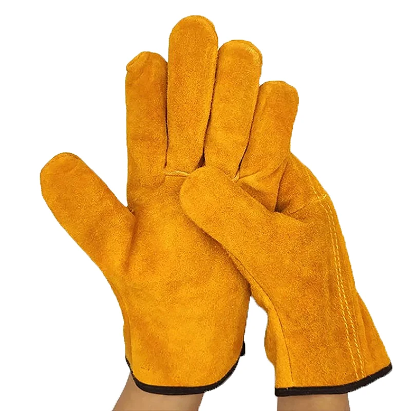 Men Work Gloves Soft Cowhide Driver Hunting Driving Farm Garden Welding Protection Wear Resistant Gloves