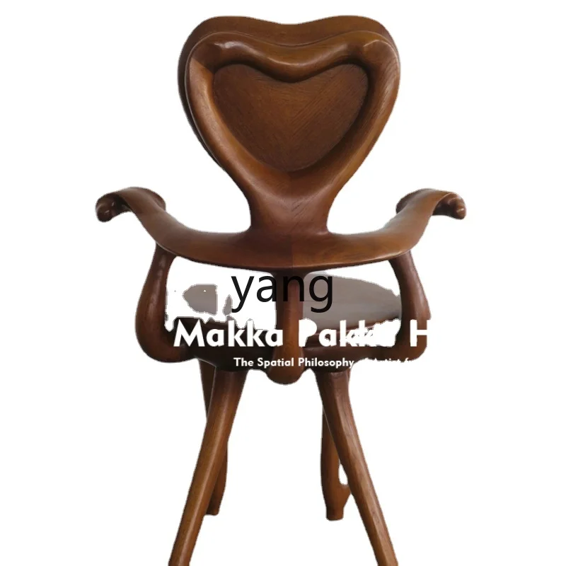 

Yjq Mid-Ancient Solid Wood Carving Love Armchair Design Master Artistic Sense Leisure Armrest Silent Style