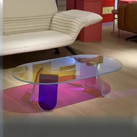 Modern Luxury Industrial Coffee Table – Italian Aesthetic, Standing Transparent Glass Top, Metal Meubles Furniture Design - Image 6