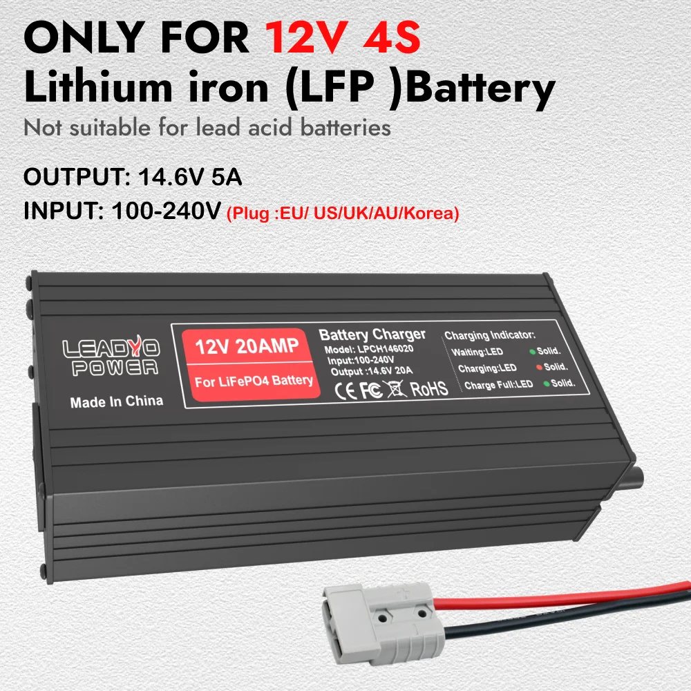 20A Smart Lifepo4 Battery Charger 4S 12V High Power for