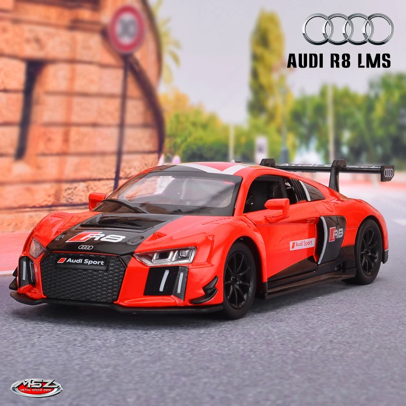 

MSZ 1:24 Audi R8 LMS Red Alloy Sports Car Model Diecasts Metal Vehicles Car Model High Simulation Collection Childrens Toy Gift