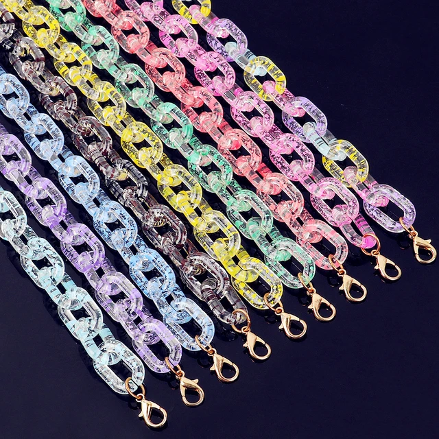 Women Rainbow Acrylic Chain Necklace Fashion Statement Big Chunky Resin  Punk