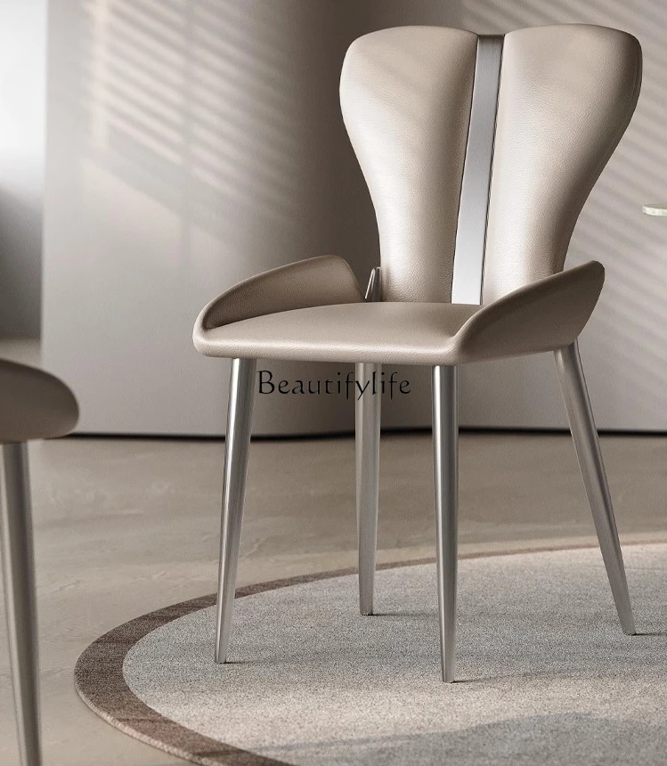 

Дизайнерское кресло в итальянском стиле для отдыха, современное простое кожаное кресло с рамой из нержавеющей стали