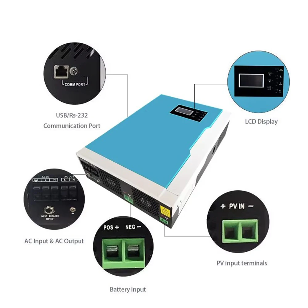 하이브리드 MPPT 태양광 인버터 3.5KW AC230V DC 24V 500Vdc MPPT 100A 태양광 충전기 순수 사인파 가전제품용 Wifi 포함