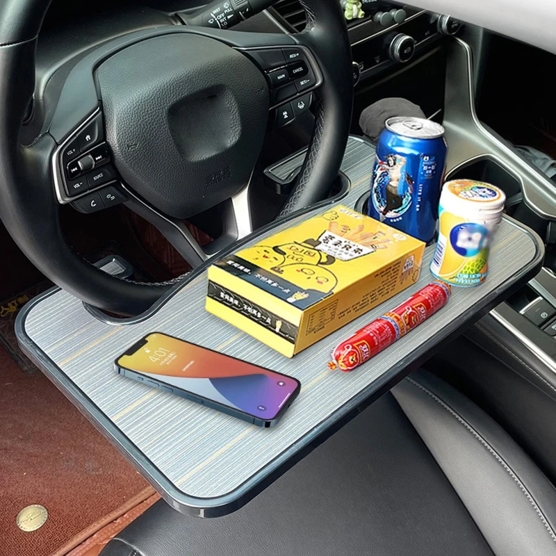 

Automotive Steering Wheel Desk Tray Table Food Eating Laptop Holder Double-sided Use Cell Phone Pad Notebook