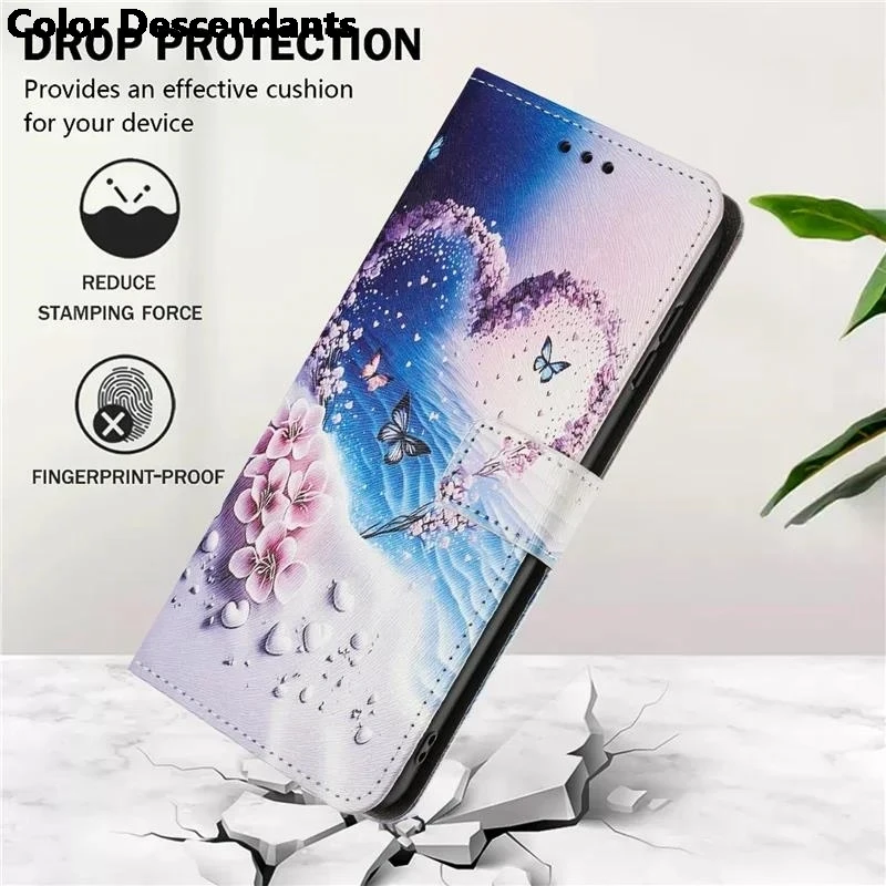 Deluxe Wallet Protection Painted Leather Phone Case with Card Holder and Flip Cover