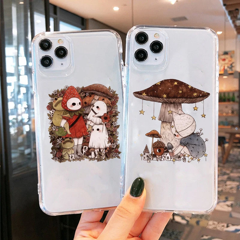 Kawaii Mushroom Transparent Phone Case - Cute Design Back Cover