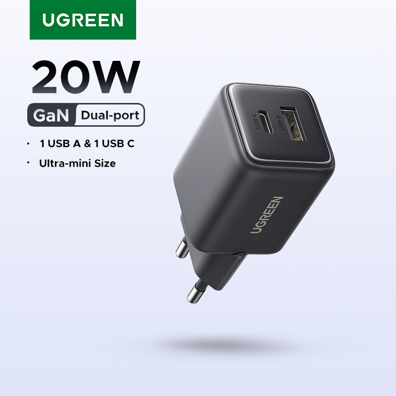 UGREEN 20W GaN Charger PD3.0 QC3.0 Mini USB C Phone Charger For iPhone 16 15 14 Pro Max Samsung S25 Xiaomi Tablet iPad Air Pro