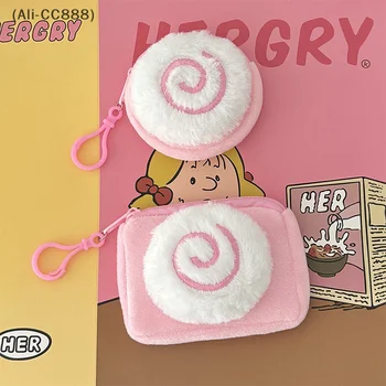 〔CC〕| Cute Kamaboko Cartoon Girl Heart Coin Purse Plush Earphone Bag Coin Organizer Pouch Backpack Charms 1