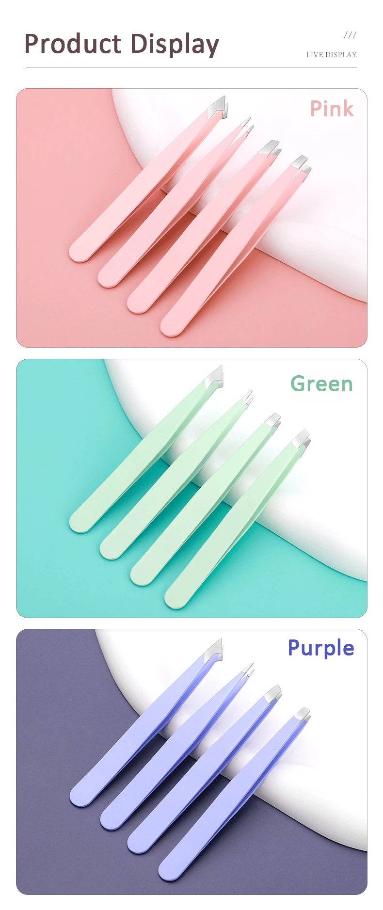 4 Stück Augenbrauen clips mehrfarbige Pinzette für Frauen große Präzision für ein gewachsene Haarsp litter Gesichts haaren tfernung Beauty-Tool – Detail 4