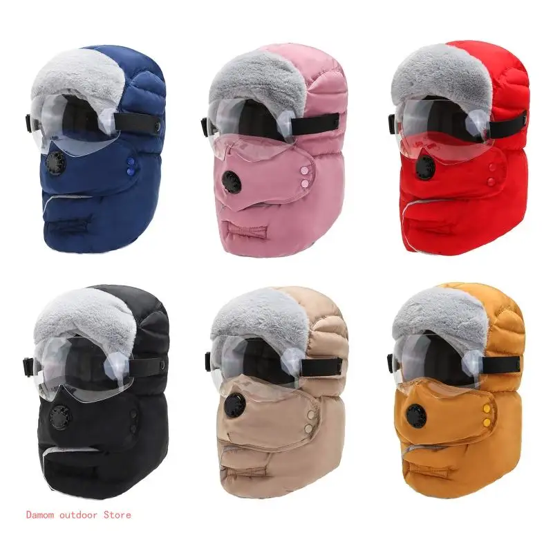 

Waterproof Balaclava Hat Winter Warm Hat with Glasses and Earmuffs Unisex