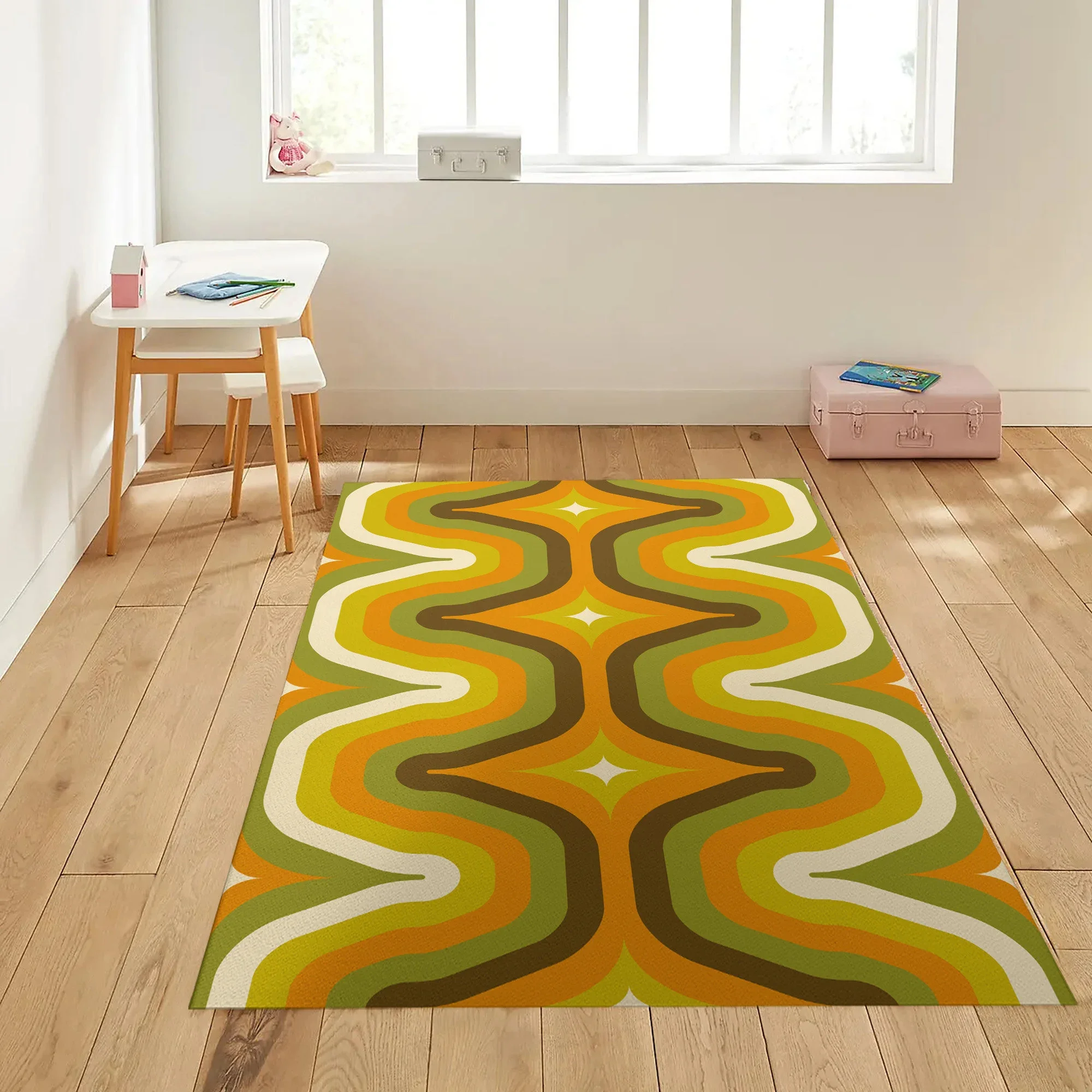 Retro Home Decor Rug 70S Aesthetic Carpet Abstract Art Bedroom Rug Balcony Corridor Non-slip Carpet Bedroom Entrance Room Mats 3