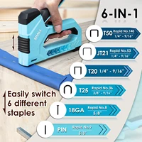 SHALL 6-in-1 Nail Gun Heavy Duty Upholstery Stapler Nail Gun with 4000 Counts Staples Manual Brad Nailer Staple gun for home DIY 2