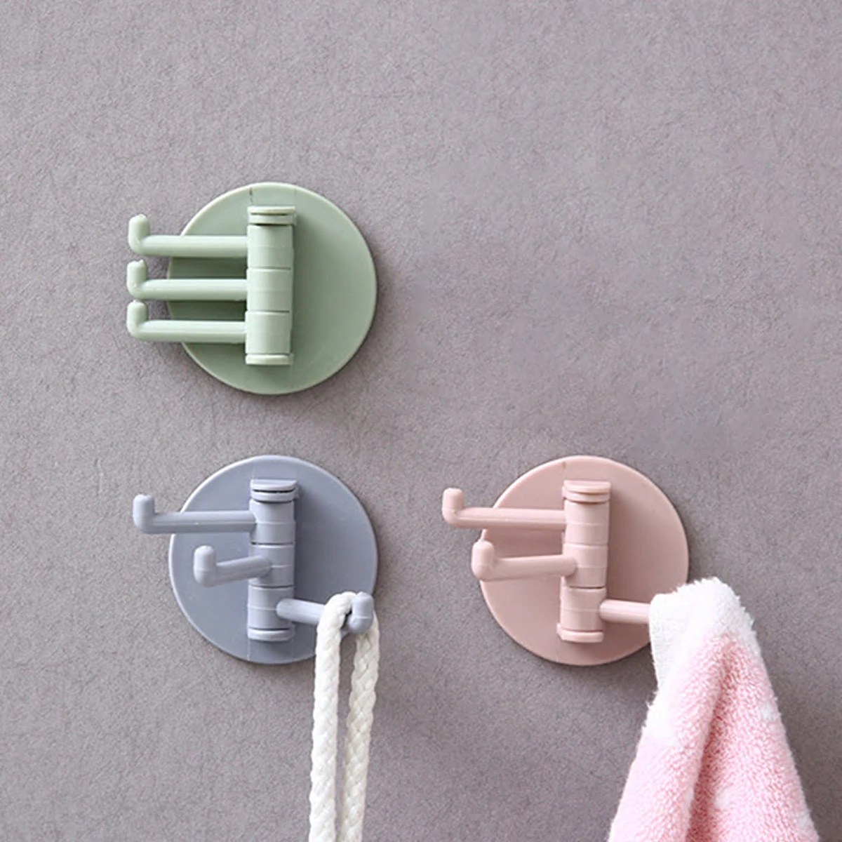 Three Branch Rotatable Seamless Adhesive Hook Strong Bearing Stick Hook Kitchen Wall Hanger