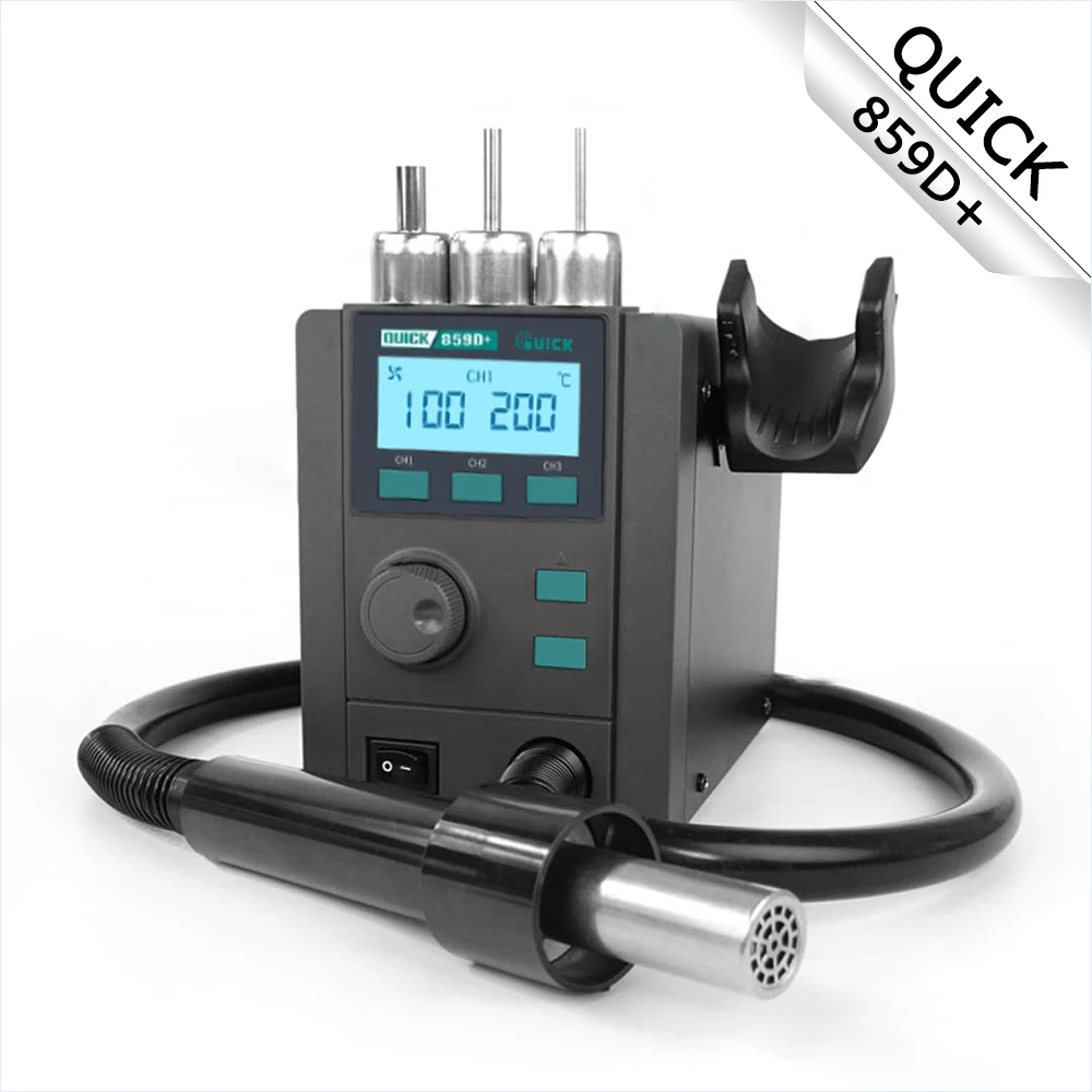 

QUICK 859D+ Hot Air Desoldering Station LCD for CPU BGA SMD Rework Station Vortex Rotating Hot Air Gun Disassemble Repair Tool