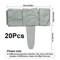 20pcs Plastic Garden Edging Border, Imitation Stone Fence Panels, Patio Outdoor Barrier