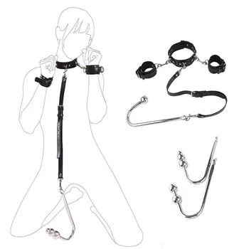 BDSM Sex Neck Collar And Handcuffs Anal Hook Kits Pup Tail Anal Plug Slave Bondage Role Play Sex Toys For Couples Adult Games 1