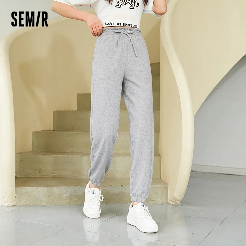 

Брюки Semir женские с цветочным принтом, повседневные спортивные однотонные базовые штаны с поясом, в Корейском стиле, лето 2022