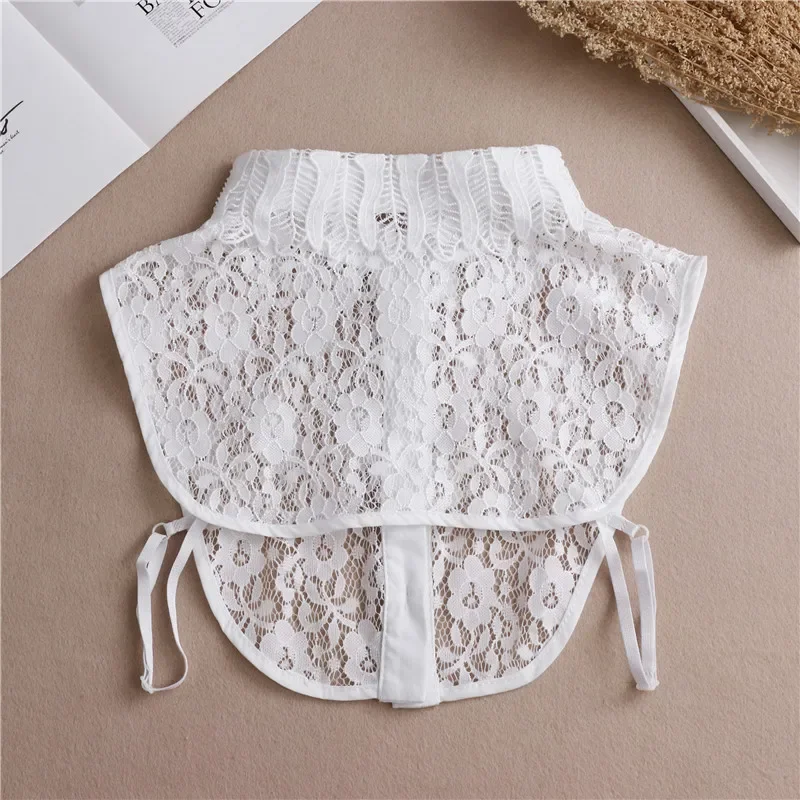 Female Lace Detachable Collar Vintage Solid Fake Collar Lapel Blouse Top Adjustable Women Clothes Ladies False Collar