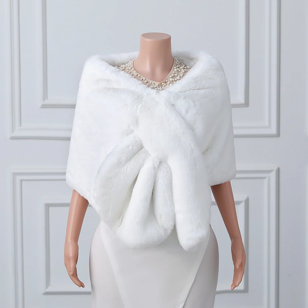 

177cm*35cm Stoles for Party Dresses Faux Fur Bridal Bolero Wedding Cape Women Shawl Formal Party Shrug Special Occasion Jacket