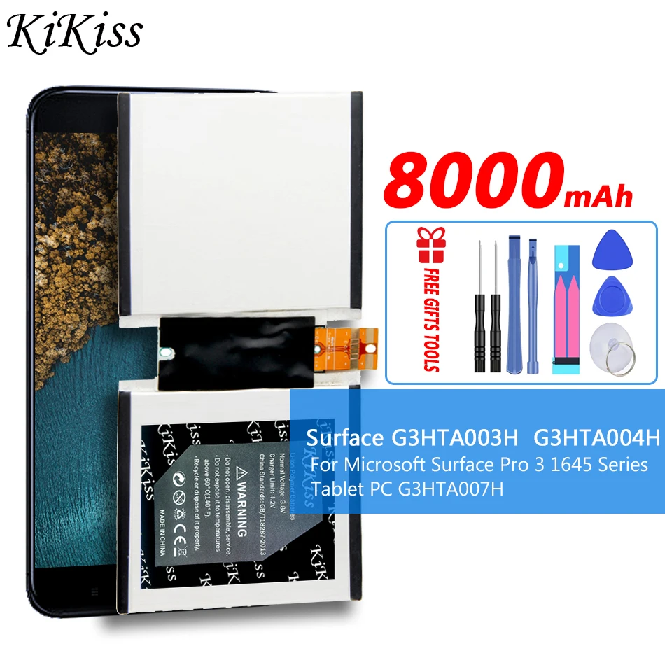 

Аккумулятор KiKiss G3HTA003H G3HTA007H для ноутбука Microsoft Surface Pro 3 Surface3 1645 1657, планшетный ПК серии G3HTA004H, 8000 мАч