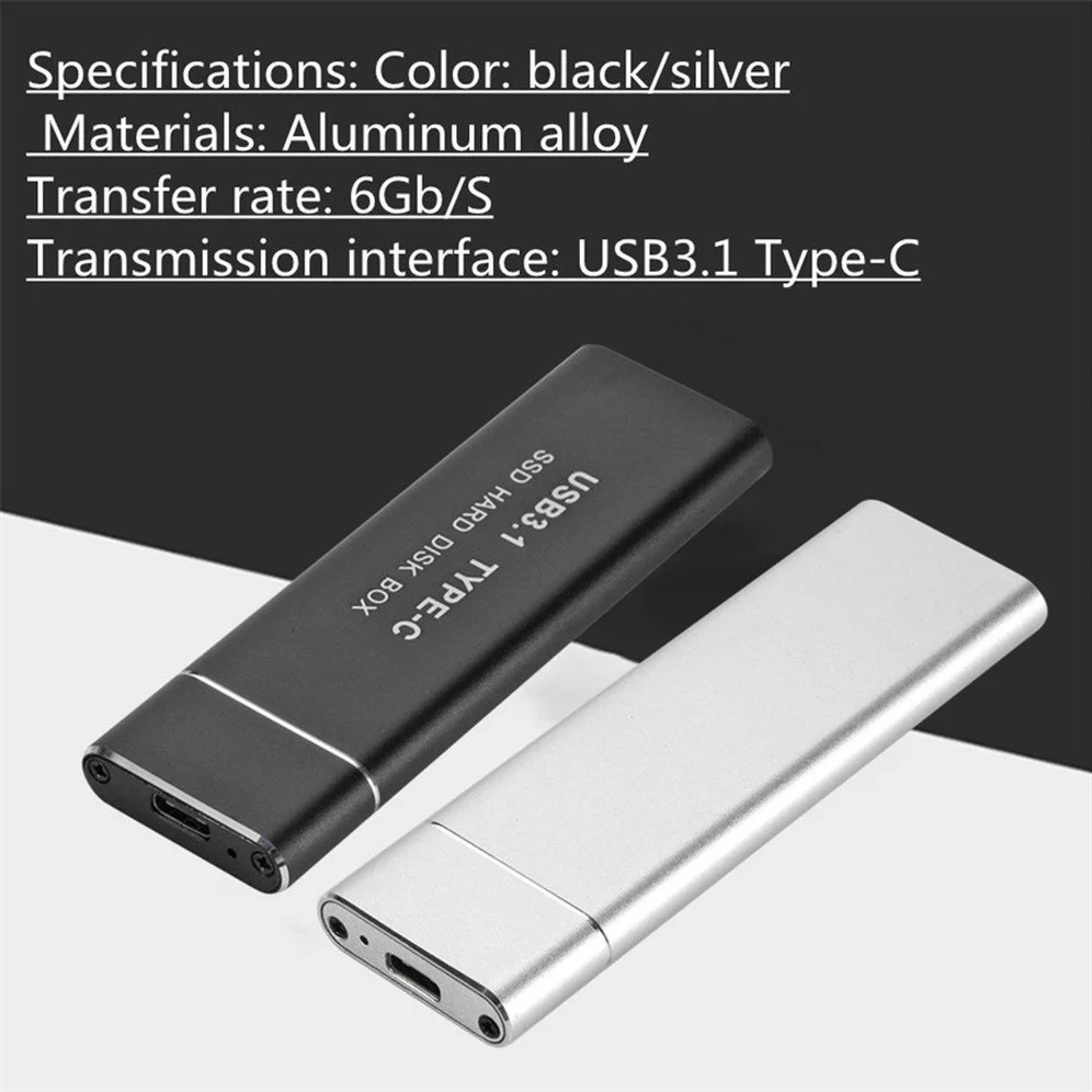 Caixa Externa para Caixa de Disco Rígido Móvel Ssd m2 Usb 3.1 tipo c m2 para Usb c Gabinete para 2230 2242 2260 2280 - Imagem 3
