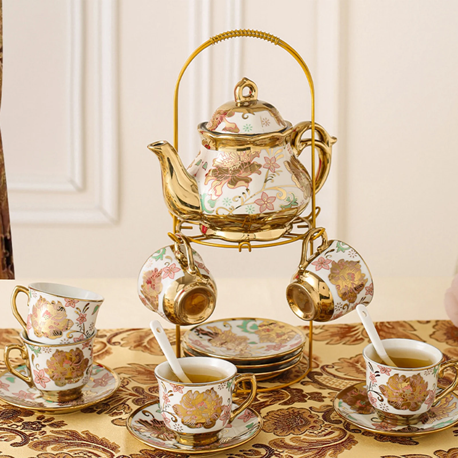 Porcelain Tea Set Coffee Pitcher Tea Cup And Saucer Service for 6 Nordic Ceramic Cup Set Coffee Cup Saucer Set Teapot Cup Set