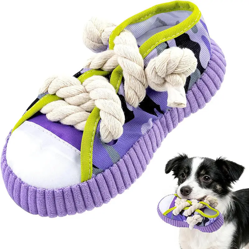 1PC Dog Toys Shoes Pet Cotton Rope Slippers Sound Making Toys Teeth Cleaning Built-in BB Airbag Round Ball Bell Various