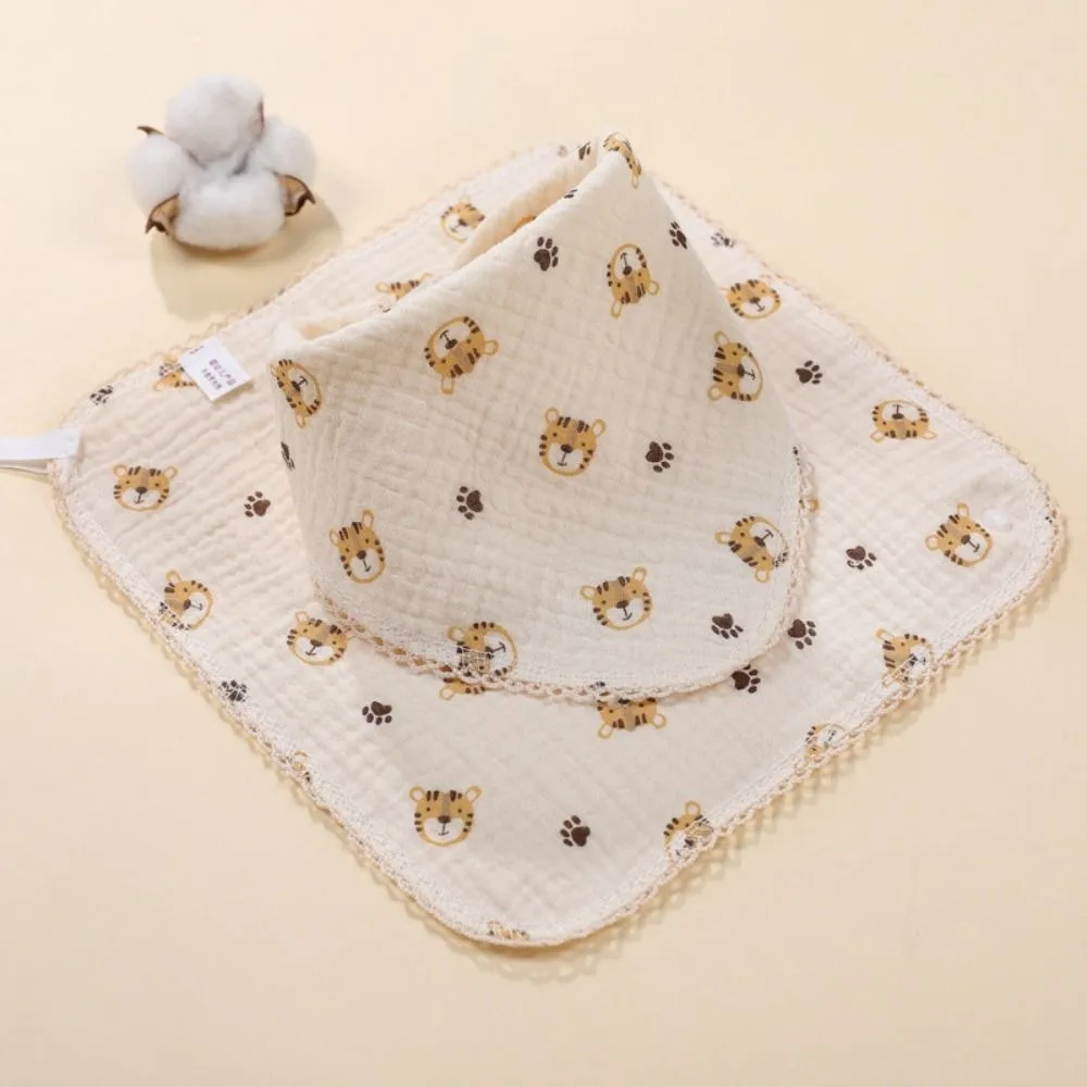 Cotton Baby Feeding Drool Bibs Soft Snap Button