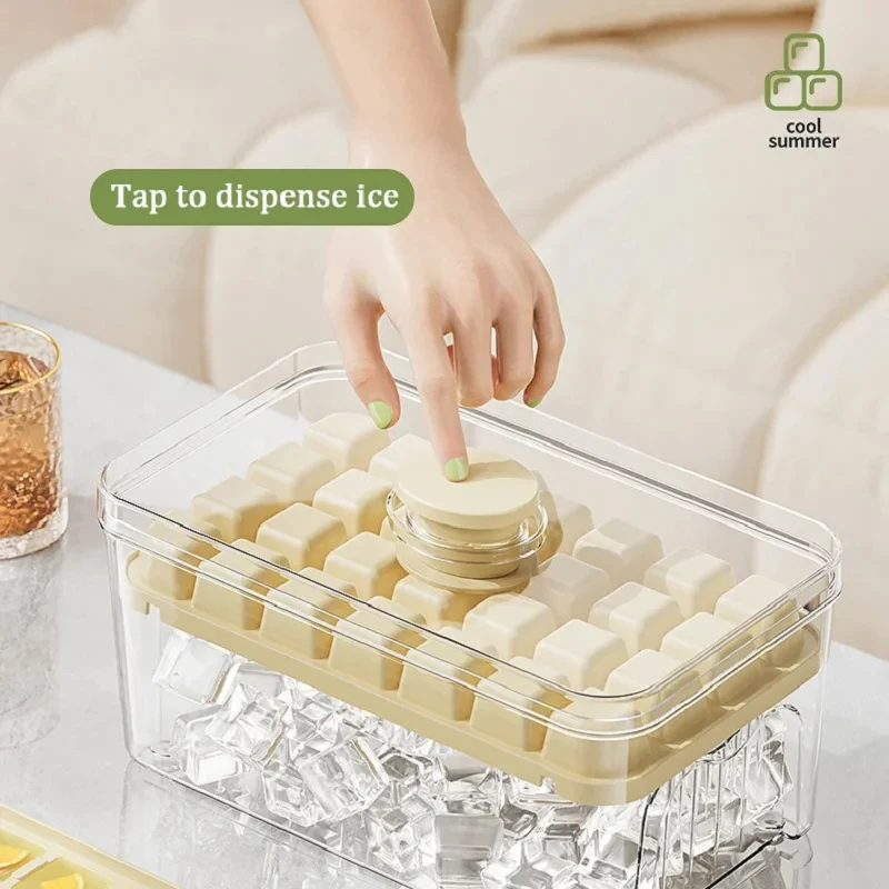 28/56 Grids Food Grade One Touch Ice Cube Maker with Lid Home Use Ice Tray Model Self Making Ice Block Tool Kitchen Essential