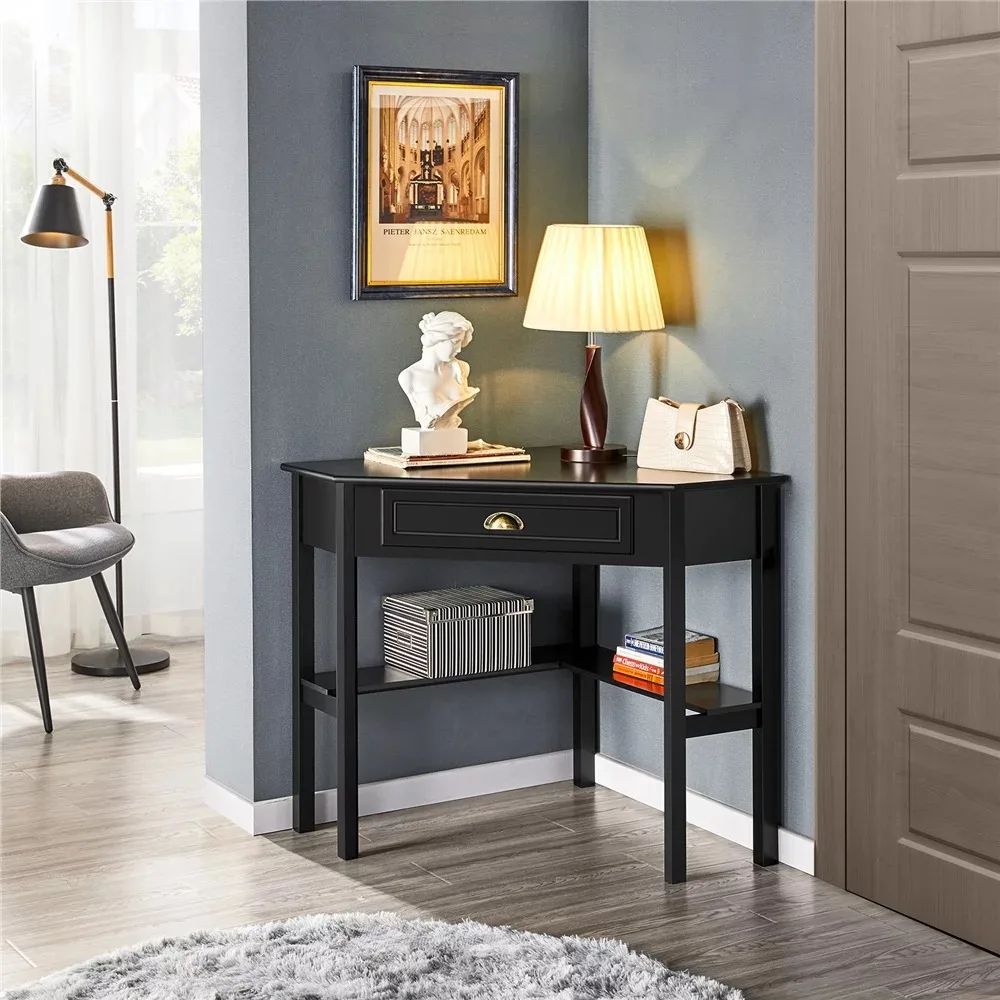 

Corner Writing Desk With Storage Drawer Entryways Table Black Service Tables Living Room Entrances Consol Entrance Modern Hall