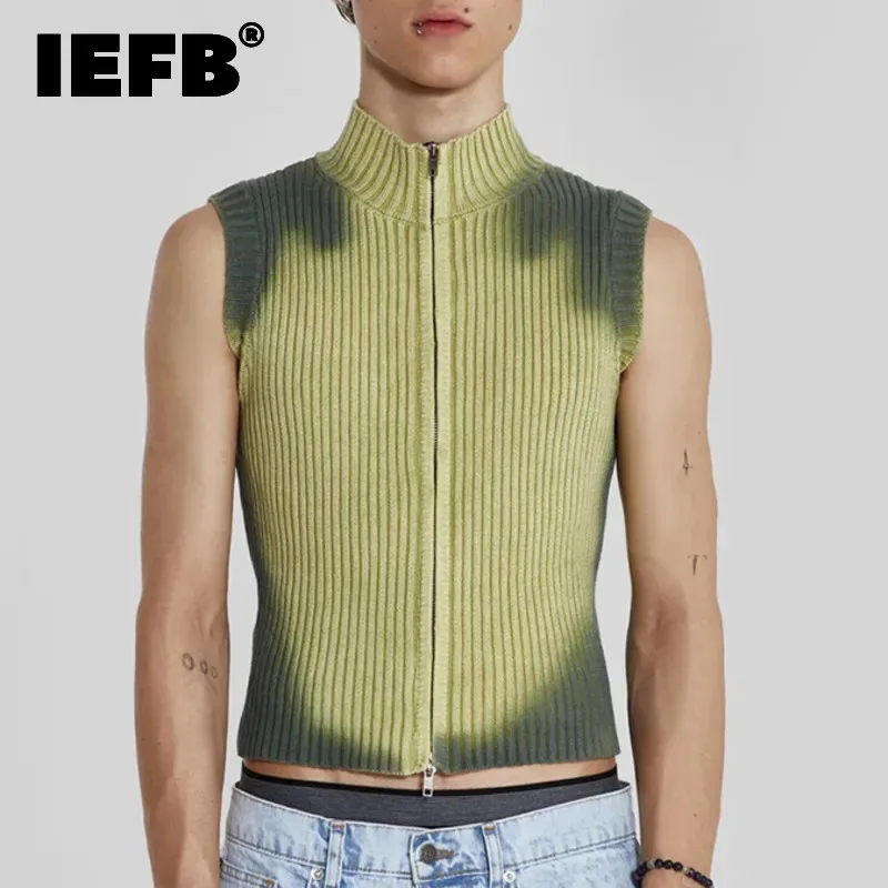 IEFB Streetwear Men Knitted Vest Pullovers New Men's