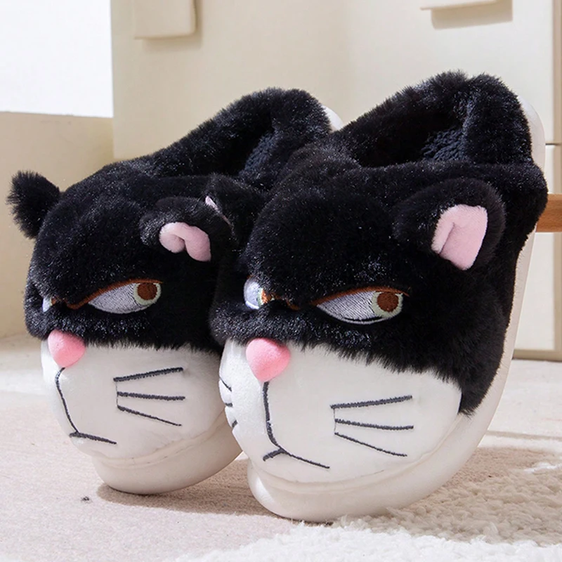 Women's New Winter Cat Slippers - Cute Couples' Warm Thick-Soled Fleece-Lined Non-Slip Home Slippers