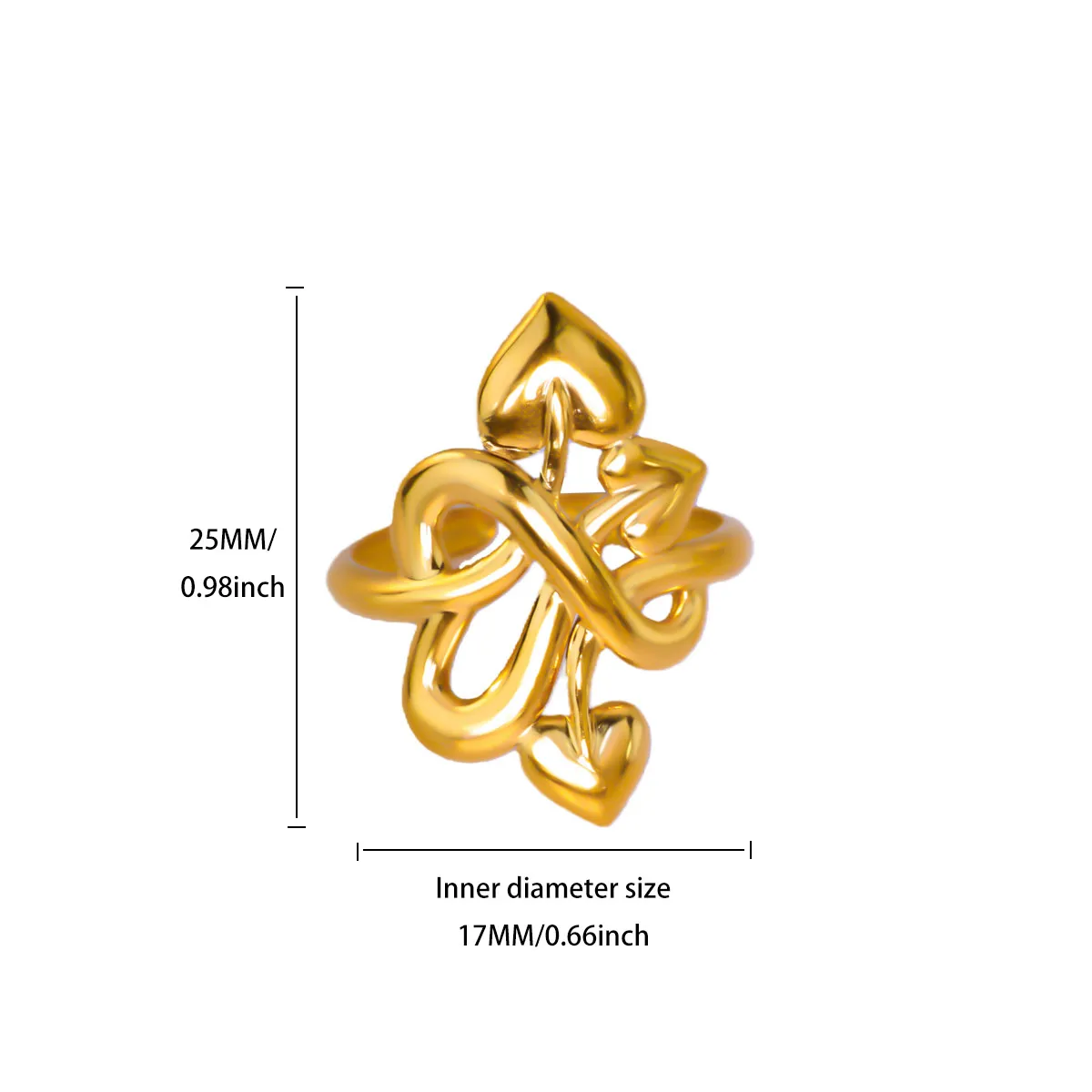 Heart & Arrow Wrap Design Rings for Women Gold Color Stainless Steel
