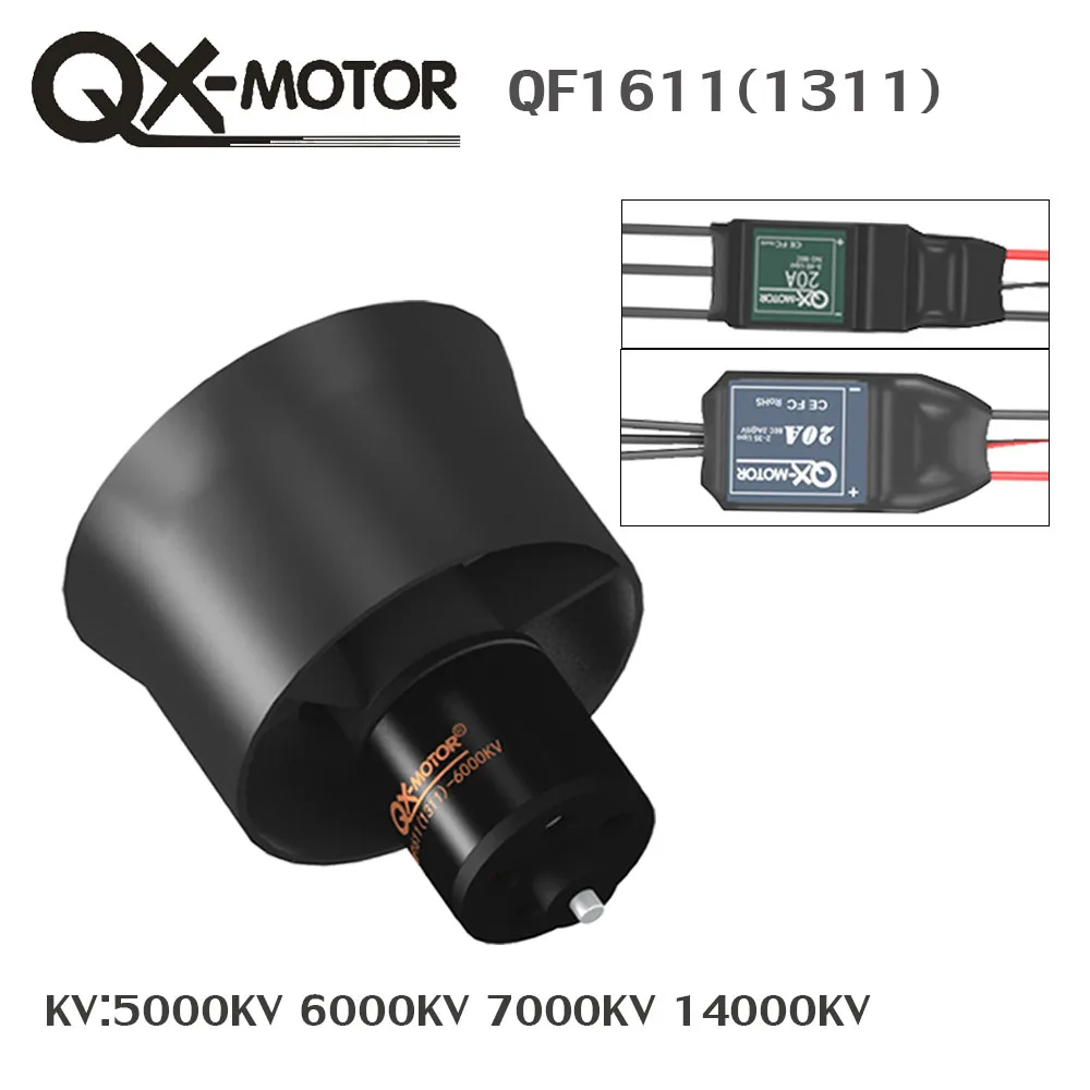

QX-motor EDF 30mm 6 Blades Ducted Fan QF1611 Brushless Motor 2S 3S 4S Lipo 20A ESC For DIY RC Airplanes Model Parts
