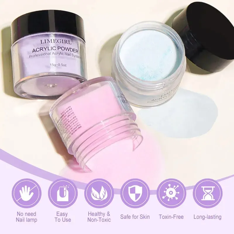 40ml Crystal Liquid With 45ml Acrylic Powder Set Pink White Transparent Acrylic Powder Kit Suitable Beginner Nail Kit