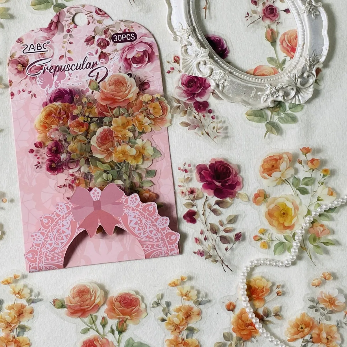 Journamm 30개 꽃무늬 스크랩북 스티커, 스크랩북, 저널링 플랜 스크랩북 용품용 자가 접착 스티커
