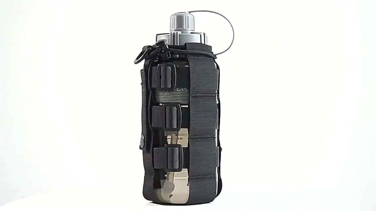 Taktische Molle Wasserflaschen-Tasche, Militär, Outdoor, Reisen, Wandern, Kordelzug, Wasserflaschenhalter, Wasserkocher-Träger, 0,3 l – 0,8 l – Detail 1