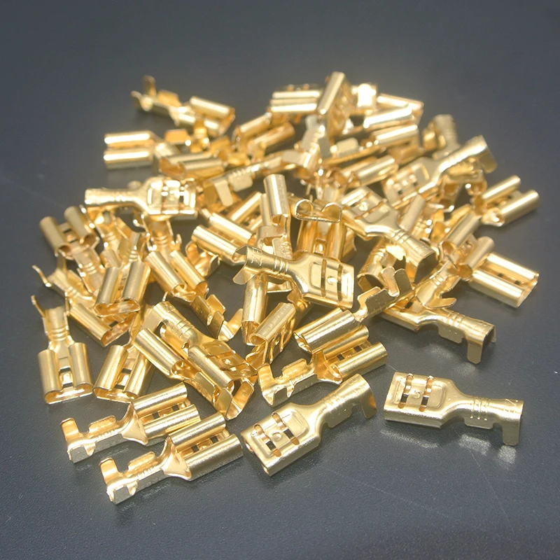 200PCS/100Pairs 2.8mm 4.8mm 6.3mm 여성 스페이드 압착 단자 22-16 AWG 0.5mm2-1.5mm2 용 전기 슬리브 와이어 랩 커넥터