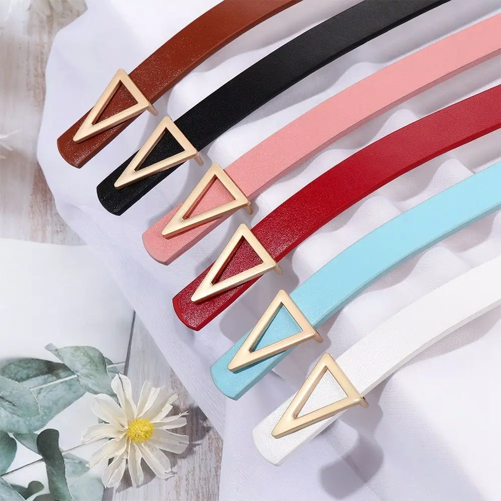 

Adjustable Korean Male Metal buckle Female Width PU leather belt Triangle waistband Belt accessories