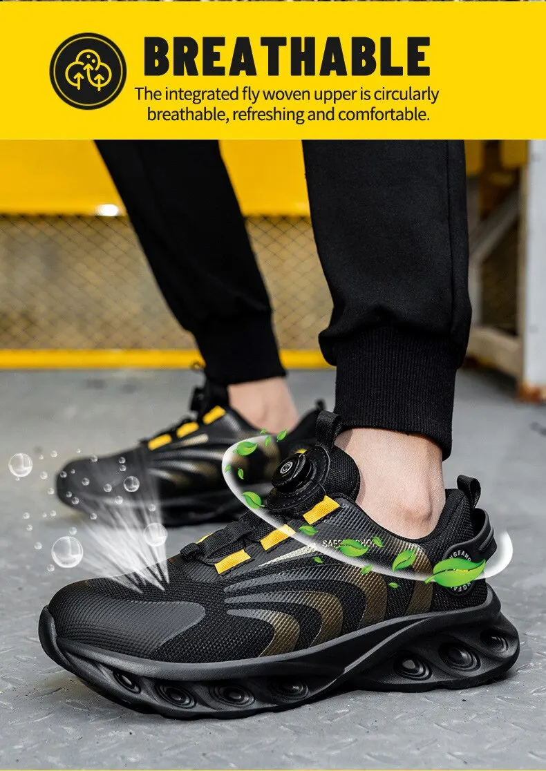 Men's Safety Shoes with Knobs, Outdoor Boots with Anti-perforation for Breathing, MEN'S SHOES with Non-slip Platform