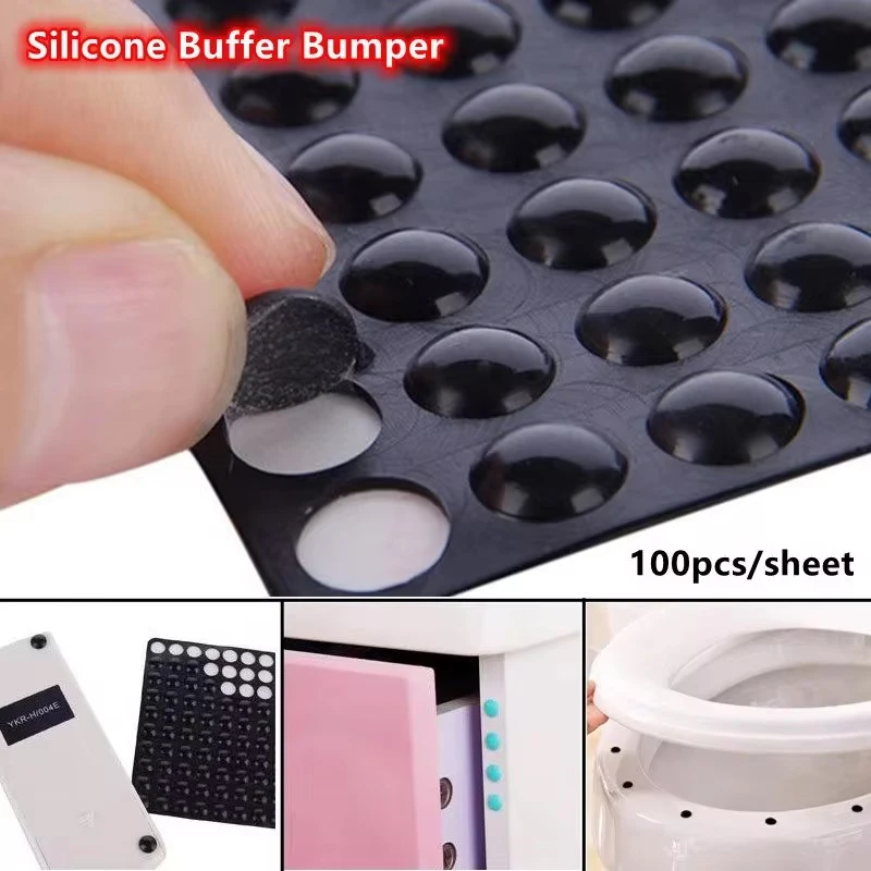 Multi-function Silicone Damper er Self Adhesive Cabinet Furniture Protective Pad 100pcs/sheet silicone furniture pads