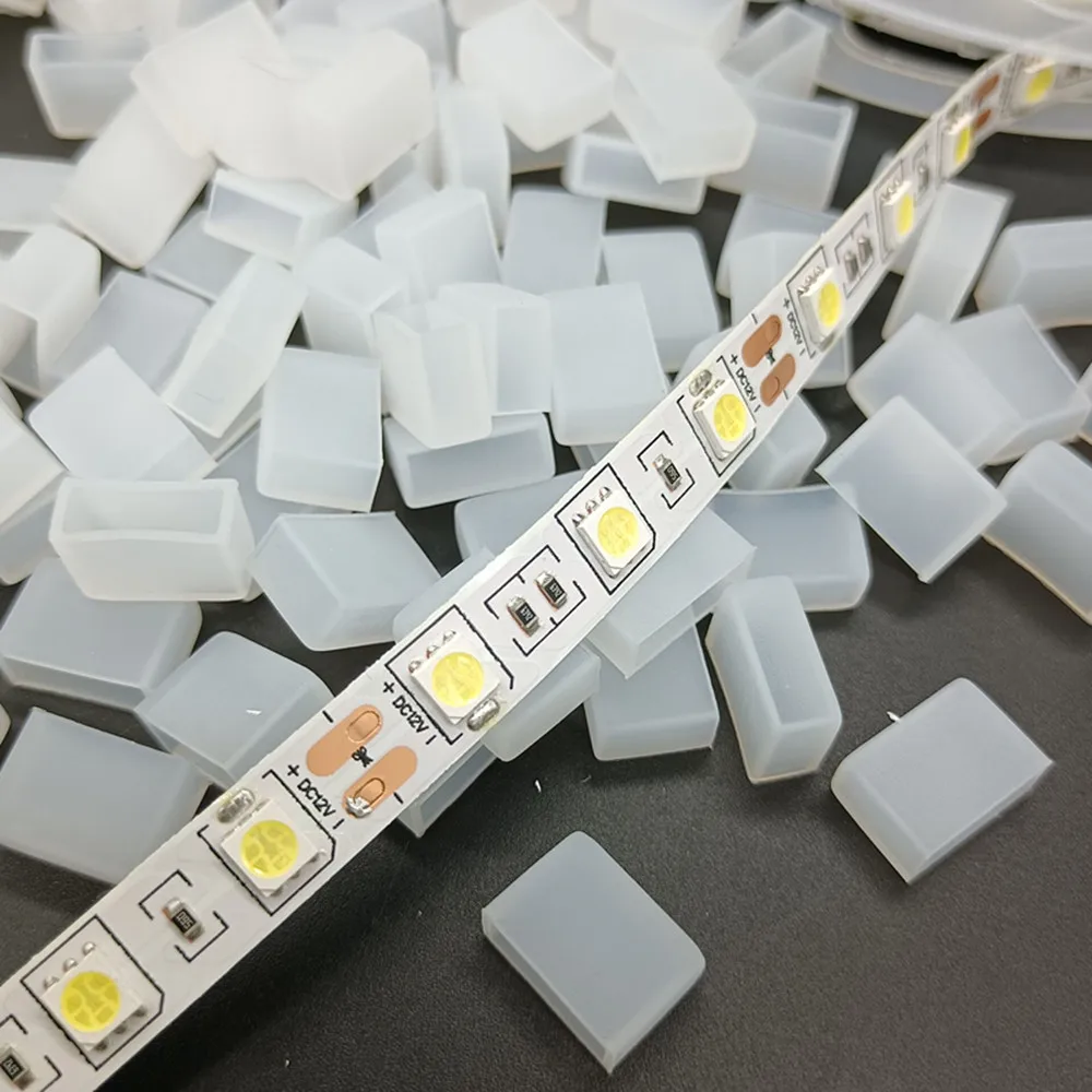 

1000Pairs/Lot 10mm Silicone End Cap for 5050 5630 IP67 IP68 LED Tube Strip NO 2 Pin Hole