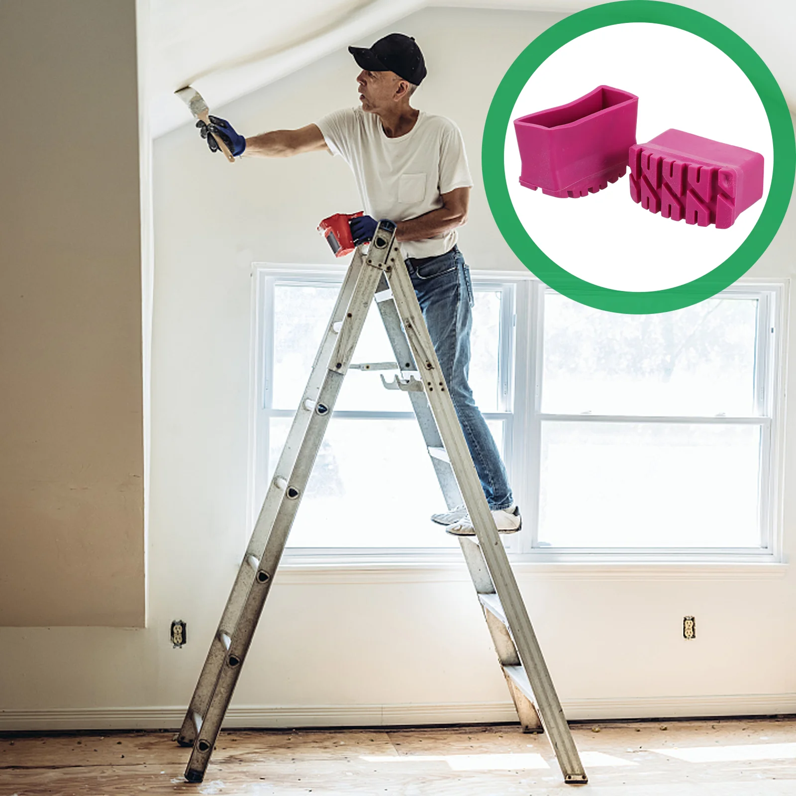2 Pcs Foldable Ladder Feet Cover Rubber Pad Durable Anti Skid Construction Tools Scaffolding Parts Telescopic Ladder Foot Pad