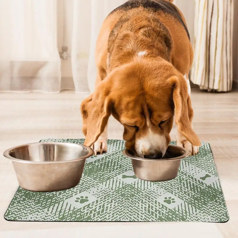 Anti-Slip Dog Bowl Mat Waterproof Pet Placemat Absorbent Dog Cat Feeding Mats Waterproof Pet Placemat Quick Dry Water